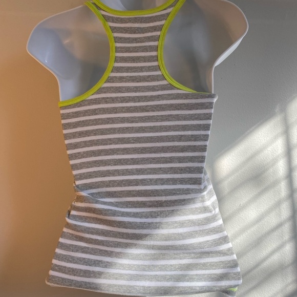 P.S. Large (10-12) Kids Tank Top Gray with Neon Green Stripes - Picture 6 of 6